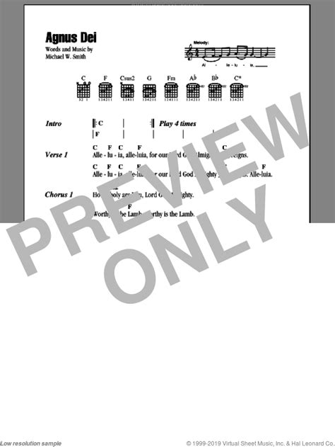 Agnus Dei sheet music for guitar (chords) (PDF)