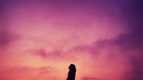 silhouette, sunset, sky, 4k HD Wallpaper