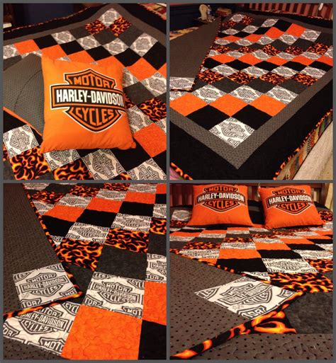 One of a kind Harley Davidson quilt made for Christmas! #HDNaughtyList | Harley davidson fabric ...