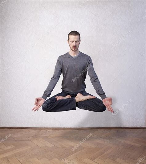 Young man levitating in yoga position, meditation Royalty Free Stock Images , #sponsored, #yoga ...