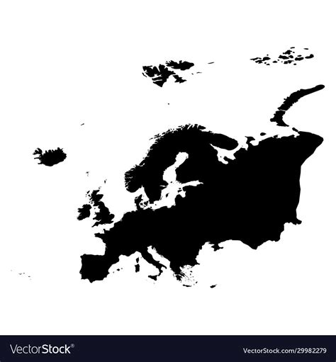 Europe black silhouette contour map continent Vector Image