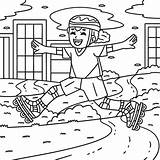 Female Inline Skater Jumping Coloring Page 53077271 Vector Art At Vecteezy sketch template