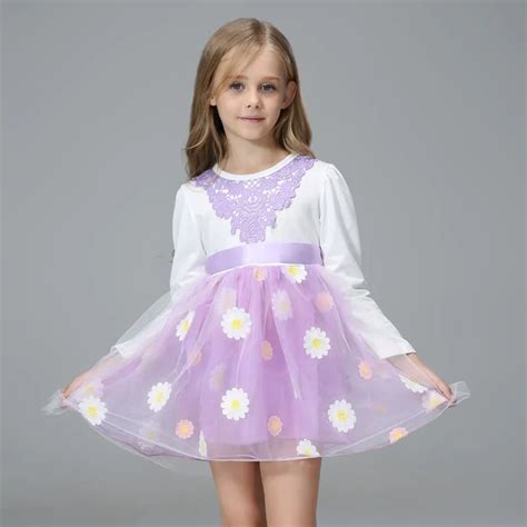 Girls Dress Floral Summer Girl Casual Dress Kids Clothes flowers Pattern Children full sleeve ...