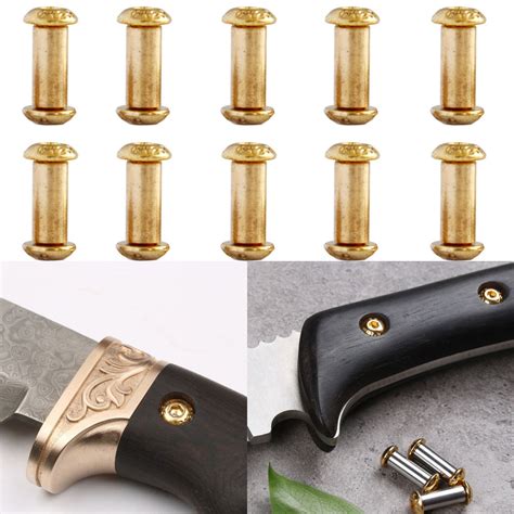 10* Brass Knife Handle Rivets Pins Knife Fasteting Screws Lock Bolts Hexagon NEW | eBay