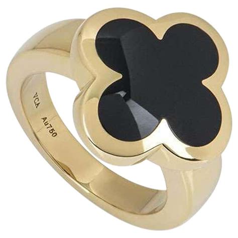 Van Cleef and Arpels Yellow Gold Onyx Pure Alhambra Ring at 1stDibs ...