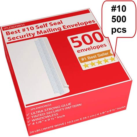 #10 Business Security Envelopes Self Seal - 500 Peel And Seal White ...