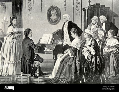 Beethoven playing at Wolfgang Amadeus Mozart 's, 1787. Beethoven aged Stock Photo: 155404321 - Alamy