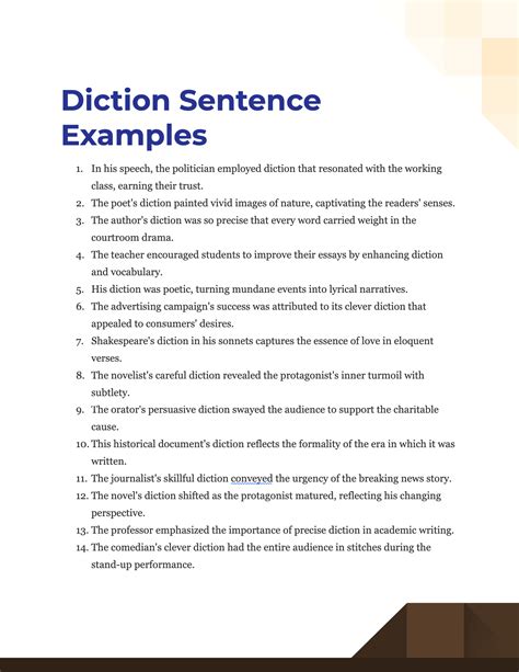 100+ Diction Sentence Examples, How to Write, Tips | Examples