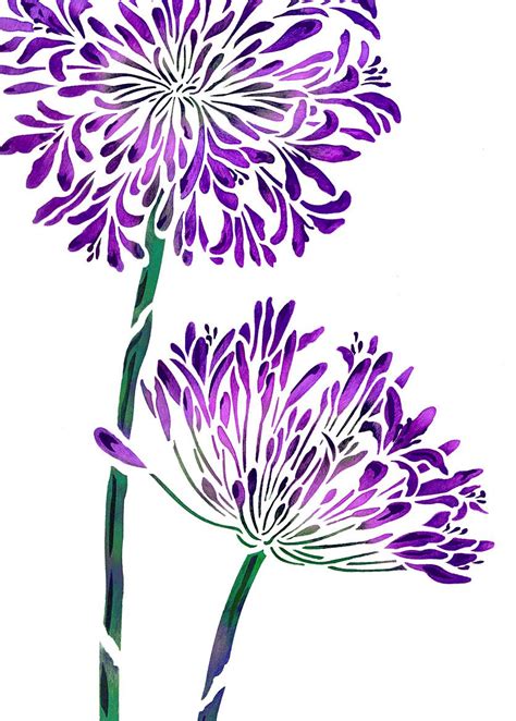 Agapanthus Flower Stencil in striking purple Stencil Diy, Stencil ...