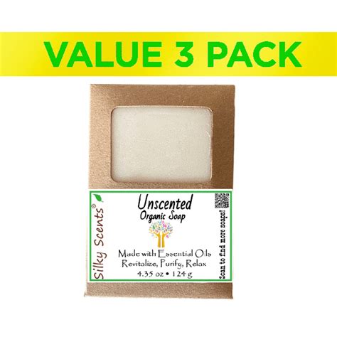 Unscented Organic Soap Bars - 3 Pack (13.05 ounces) - GMO Free, Certified All Natural Herbal ...