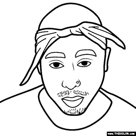 100% free coloring page of Tupac Shakur. Color in this picture of Tupac ...