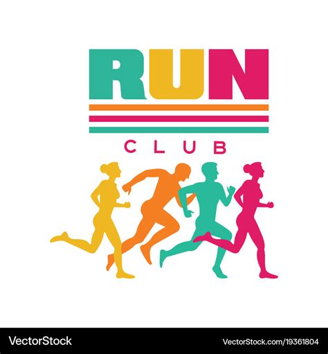 Run sport club logo template emblem with abstract Vector Image