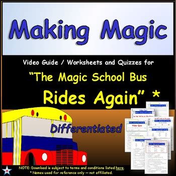 Differentiated Worksheet, Quiz Ans - Magic School Bus - Making Magic - Matter