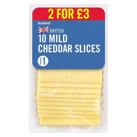 Iceland British 10 Mild Cheddar Cheese Slices 250g | Grated & Sliced Cheese | Iceland Foods