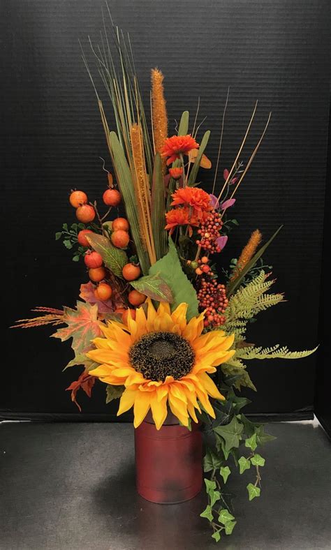 Small Milk Can Fall Arrangement by Andrea | Fall flower arrangements ...