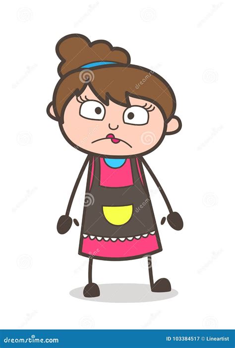 Slightly Frowning Face - Beautician Girl Artist Cartoon Vector Stock Illustration - Illustration ...