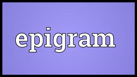 Epigram Meaning - YouTube