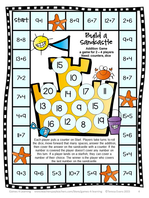 Addition+Board+Games+Freebies++(4).PNG 793×1,058 pixels | Math board ...