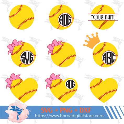 Softball Monogram SVG, PNG, DXF