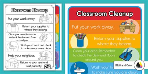 Classroom Cleanup Poster for K-2nd Grade (teacher made)