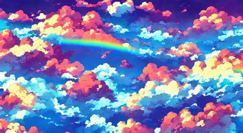 anime landscape wallpaper, rainbow clouds | Stable Diffusion