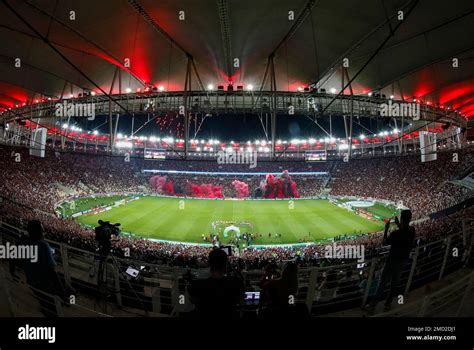 Maracanã stadium full of Flamengo soccer fans. Traditional football stadium in the city of Rio ...