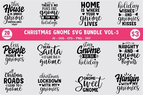 Christmas Gnome SVG Bundle Vol-3 Bundle · Creative Fabrica