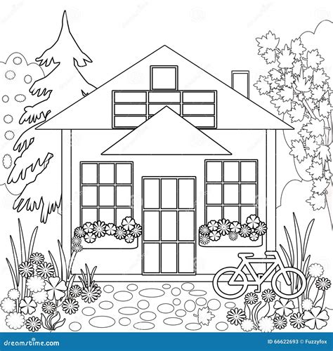 Coloring Page Book. Garden Floral Illustration Black And White Stock ...