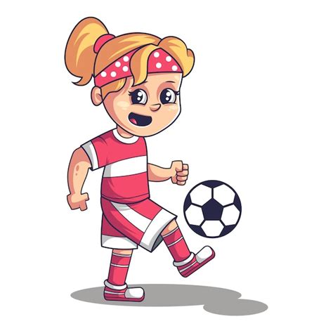 Soccer football game, cute girl playing football Vector | Premium Download