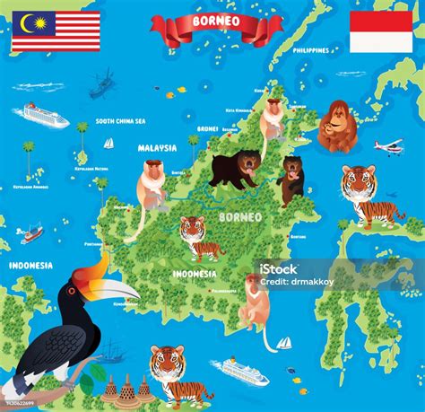 Borneo Island Map Stock Illustration - Download Image Now - Indonesian ...