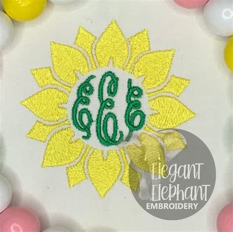 Sunflower Monogram Frame Embroidery Design / Sunflower Monogram ...