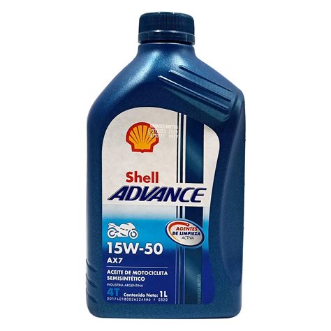 Aceite Shell Semi Sintetico Advance Ax7 15w 50 4t 1l