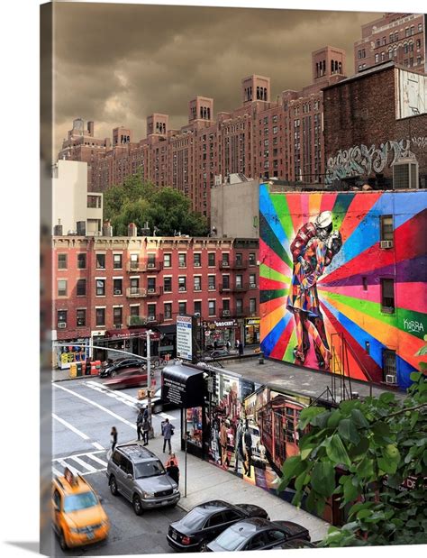 New York City, Manhattan, Murals, graffiti, love scene, from the High line Wall Art, Canvas ...