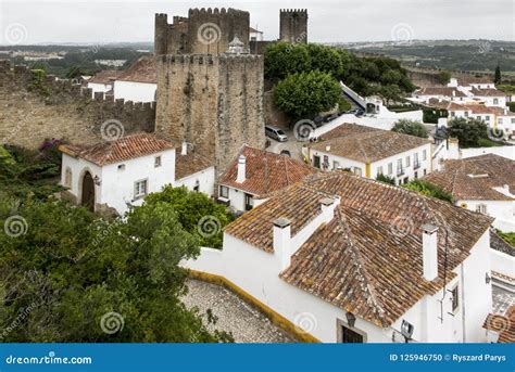 Village, Medieval Town, Obidos in Portugal. View of White Houses Stock Photo - Image of europe ...