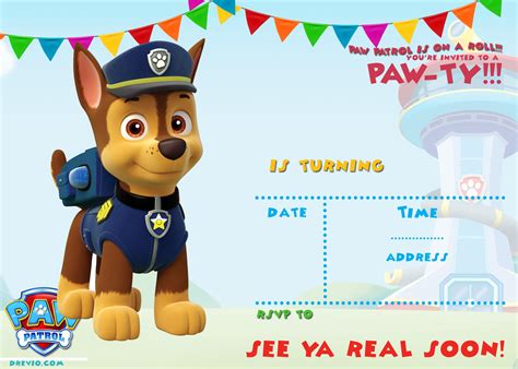 Paw Patrol Party Invitation Template