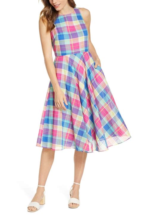 1901 Madras Plaid Fit & Flare Dress | Nordstrom