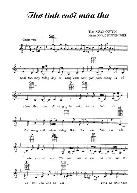 SHEET MUSIC FREE - Sheet PIANO FOR YOU ~ THƠ TÌNH CUỐI MÙA THU