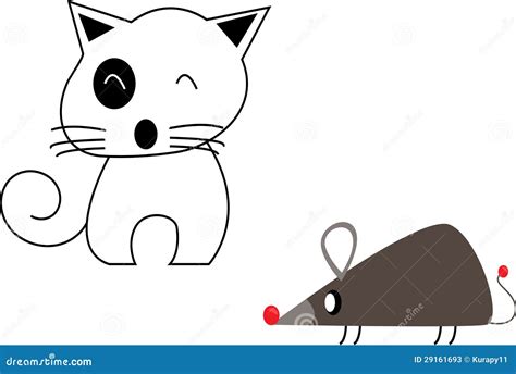 Cartoon Cute Cat And Rat Stock Photos - Image: 29161693