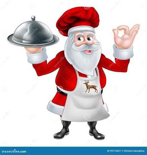 Christmas Santa Cook Chef Cartoon Vector | CartoonDealer.com #59116351