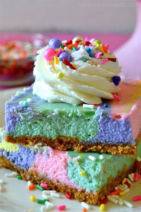 Unicorn Rainbow Cheesecake Bars | The Domestic Rebel