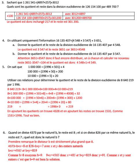 Mathsansbosse 94 Division euclidienne - Correction | Préparations de ...