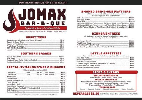 Online Menu of Jomax BBQ Restaurant, Metter, Georgia, 30439 - Zmenu