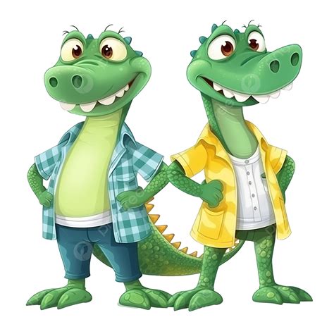 Crocodile Cartoon Characters With Clothes, Crocodile, Alligator, Scarf PNG Transparent Image and ...