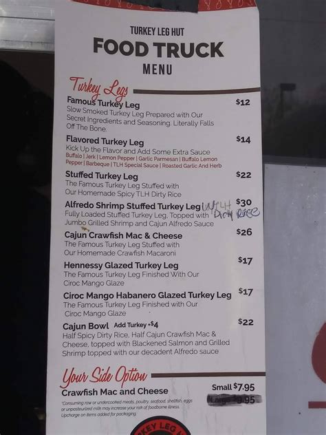 Menu at Turkey Leg Hut restaurant, Houston, Almeda Rd suite A/B