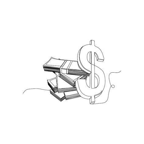 Premium Vector | Continuous line drawing of pile of money