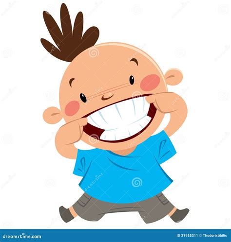 Happy Boy Smiling Pointing His Smile and Teeth Stock Vector ...