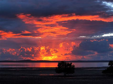 Looking toward Fraser island | Fraser island, Hervey bay, Sunset