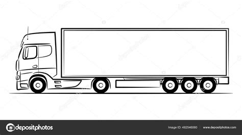 Semi Trailer Truck Abstract Silhouette White Background Hand Drawn Line Stock Vector by ©mari ...