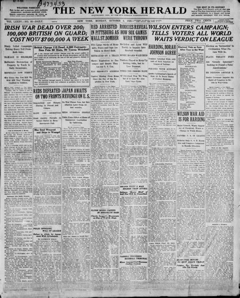 Image 1 of The New York herald (New York, N.Y.), October 4, 1920 ...