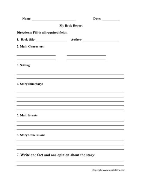 Englishlinx | Book Report Worksheets Regarding High School Book Report Template - Best Sample ...